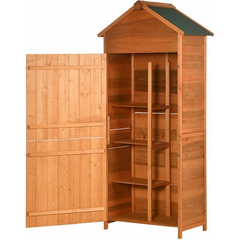 Casetta Box da Giardino 84x52x188 cm Porta Attrezzi in Legno di Abete