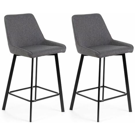 Set 2 Sgabelli 50x44xH94 cm in Tessuto Fox Grigio Scuro (1/5)