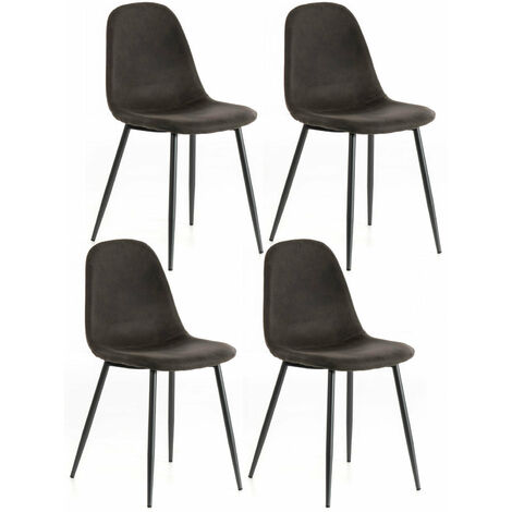 Hela Flora II - Set Di 4 Sedie A Sbalzo Cucina In Microfibra Grigio Vintage, Struttura Cromata, Portata 120 Kg
