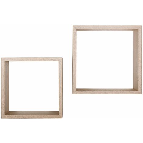 Set 2 Mensole Cubo da Parete Rettangolare in Fibra di Legno