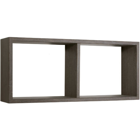 Mensola Rettangolare 2 Scomparti da Parete 70x30x15,5 cm in Fibra di Legno Morgana Rovere Scuro (1/5)