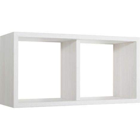 Mensola Rettangolare 2 Scomparti da Parete 70x30x23,7 cm in Fibra di Legno Morgana Maxi Rovere Sbiancato (1/5)
