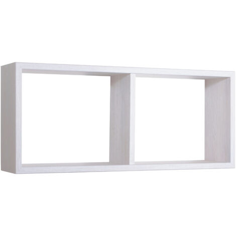 Mensola Rettangolare 2 Scomparti da Parete 70x30x23,7 cm in Fibra di Legno Morgana Maxi Rovere Sbiancato (1/4)