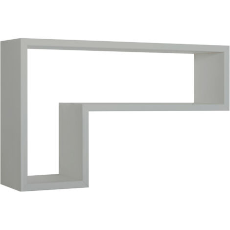 Mensola da Parete a Forma di L 61x37x15,5 cm in Fibra di Legno Lettera Grigio Sasso (1/5)