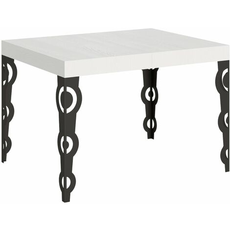 Tavolo Allungabile 120-204x80x77 cm Karamay Bianco Frassino e Antracite (1/3)