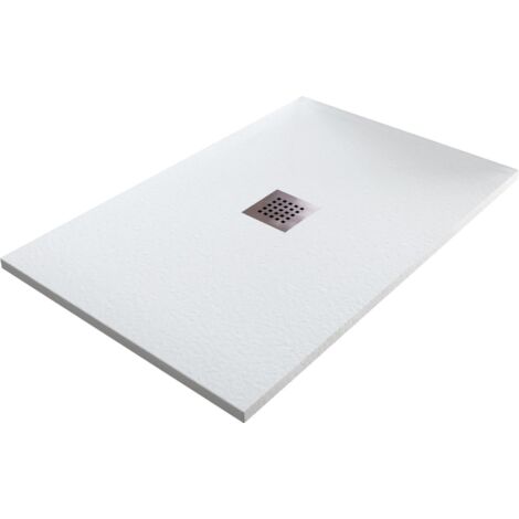 Piatto Doccia in Pietra 90x110 cm Bonussi Ardesia Stone Central Bianco (1/5)