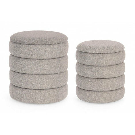 Set 2 Pouf Contenitore Katerina in Bouclè