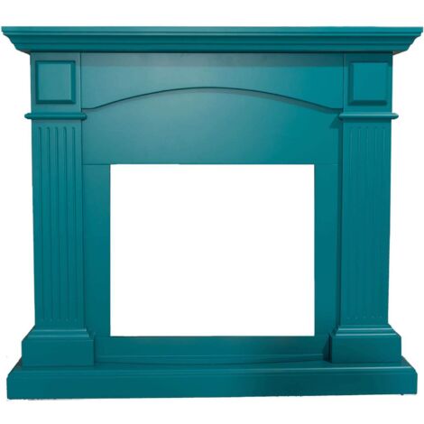 Cornice da Pavimento per Inserto Camino Elettrico 113,7x102,2x28,2 cm in MDF Sined Cetona Turchese