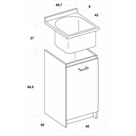 MOBILE LAVATOIO 2 ANTE LEGNO X INTERNO 60x60  H.85  VASCA RESINA E ASSE Legno Col Bianco Lucido 82654292