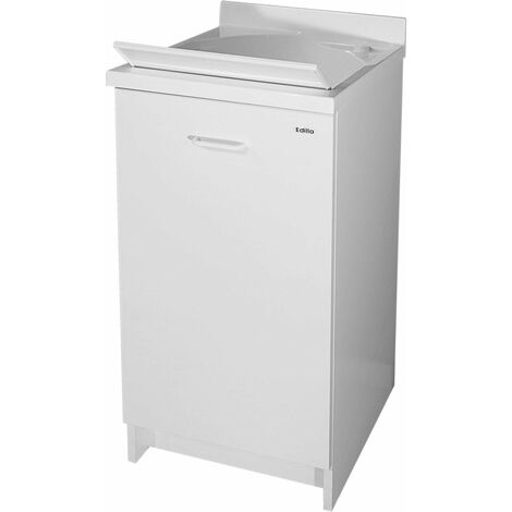 Mobile Lavatoio 45x50x85cm Anta Asse in Termoplastico Montegrappa Edilla Bianco Destra con Cesto (1/4)