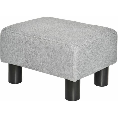 Pouf Poggiapiedi Imbottito 40x30x24 cm in Tessuto Effetto Lino Grigio (1/5)