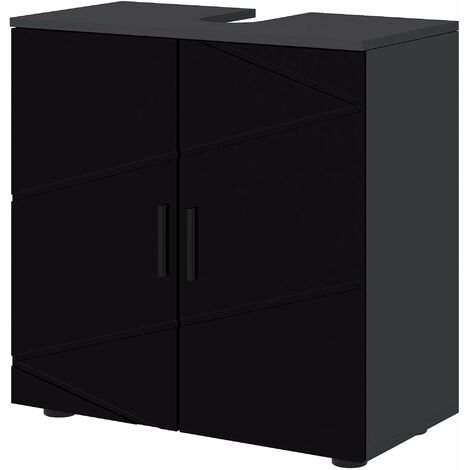 Mobile Sotto Lavabo Bagno 2 Ante 60x30x60 cm in Legno Nero (1/5)