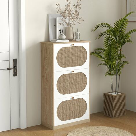 Scarpiera 3 Scomparti in MDF 63x24x115 cm Giordanoshop Rovere | Leroy