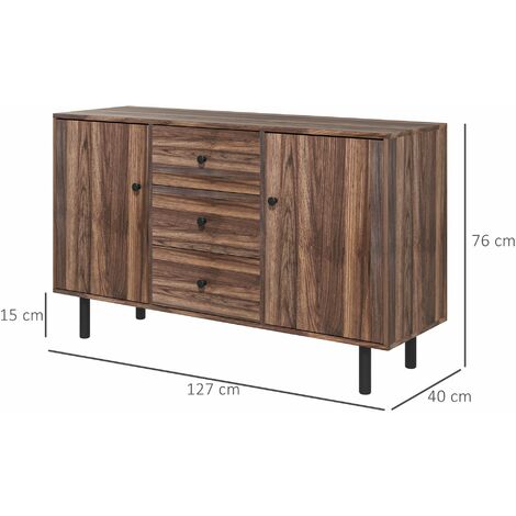 Credenza Moderna per Soggiorno 127x40x76 cm 2 Armadietti e 3 Cassetti in  Truciolato e Legno Marrone – acquista su Giordano Shop