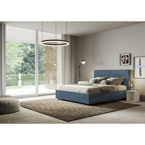 Letto Matrimoniale Francese 140x190 cm con Rete Mika Blu