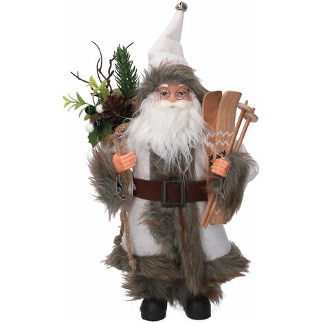 Puntale Babbo Natale Per Albero Abiti Tessuto E Juta Decorazioni Natalizie 30cm