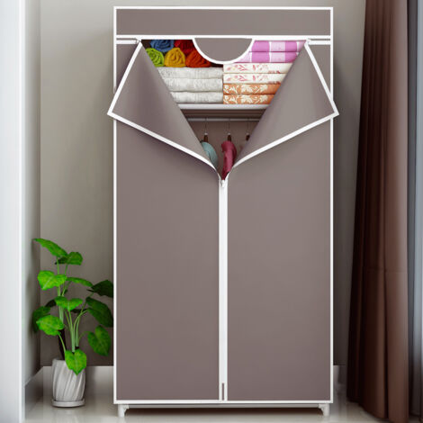 Armadio In Stoffa Pieghevole Relaxdays – XXL 173x148x43 Cm, 9 Ripiani E 2 Aste Appendini – Beige Per Campeggio E Casa