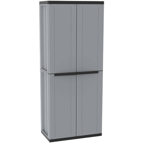 Armadio Portascope Esterno In Resina 68x40x165 Cm Grigio - 2 Ante E 4 Ripiani Per Pulizie - Foto 7