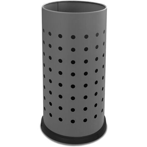 Portaombrelli in Acciaio Verniciato Ø24xh48 cm Con Vaschetta Raccogli Goccia Grigio