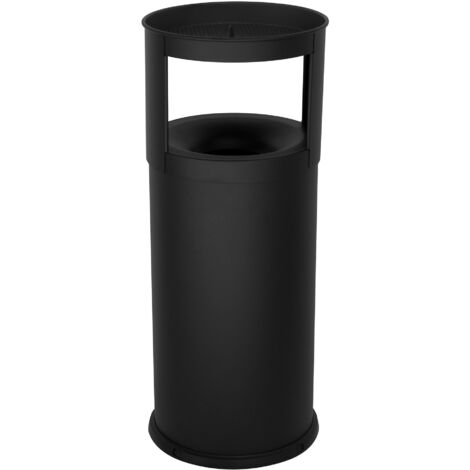 Cestino Gettacarte Posacenere 30,6x60x24,5 Cm In Metallo Nero Opaco 17L Per Interno Esterno 39047229