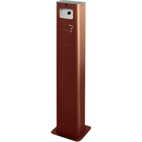 Posacenere a Colonna 17,5x10,5xh106 cm In Acciaio Verniciato con Contenitore Interno Marrone