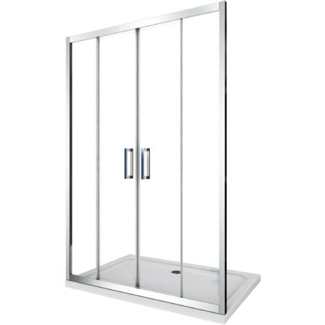 Porta Parete Doccia 180 cm 2 Ante Scorrevoli in Cristallo Trasparente 6mm H190 Four