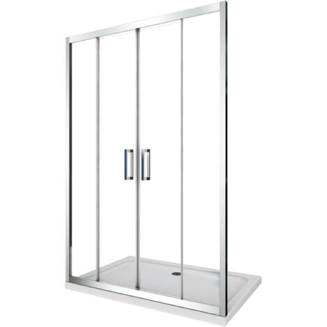 Porta Parete Doccia 195 cm 2 Ante Scorrevoli in Cristallo Trasparente 6mm H190 Four