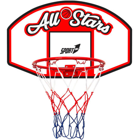 Canestro da Basket 90x60 cm in Metallo Regolamentare All Stars Bianco Rosso (1/2)