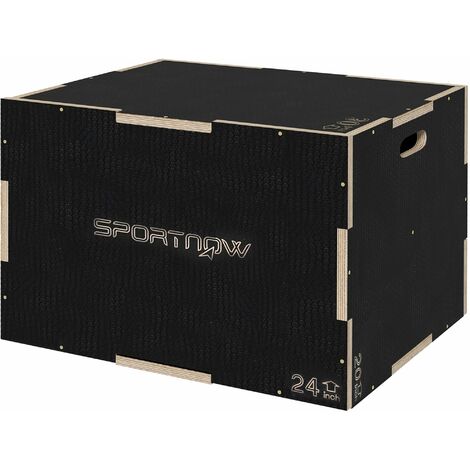 Box Jump Pliometrico a 3 Altezze 76-61-51 cm in Legno Antiscivolo Nero