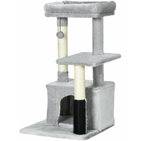 Albero Tiragraffi 48x48x85 cm Rivestimento in Peluche Grigio chiaro (1/5)