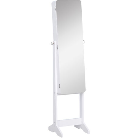 Armadio Portagioie e Trucchi con Specchio e Illuminazione LED Automatica Bianco 30x146x36 cm