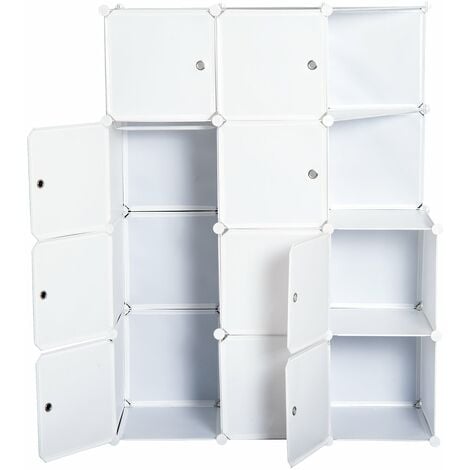 Armadio Guardaroba Modulare 10 Cubi Bianco 111x47x145 cm