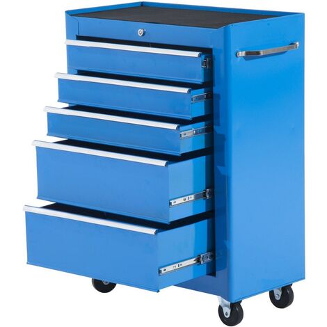 Carrello Porta Utensili da Officina con Cassettiera Azzurro 61.5x33x85 cm
