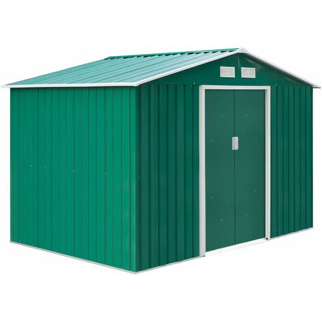 Casetta Box da Giardino in Lamiera Verde 277x191x192 cm