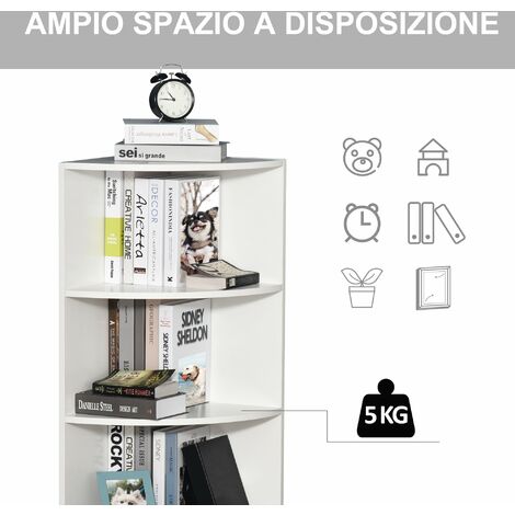 Libreria da Muro Moderna 5 Ripiani in Legno Bianco 60x24x1184.5 cm