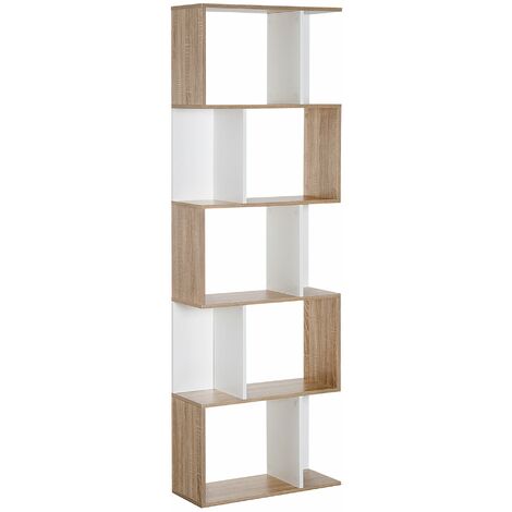 Libreria da Muro Moderna 5 Ripiani in Legno Bianco 60x24x1184.5 cm