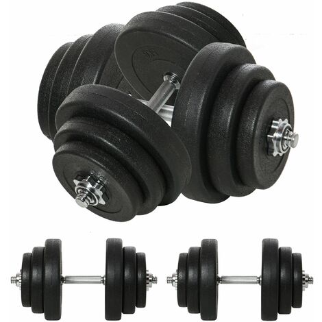 Set di Manubri per Allenamento a Casa in Tubi d'Acciaio e PE Plastica 12 Pezzi 40Kg Nero (1/5)
