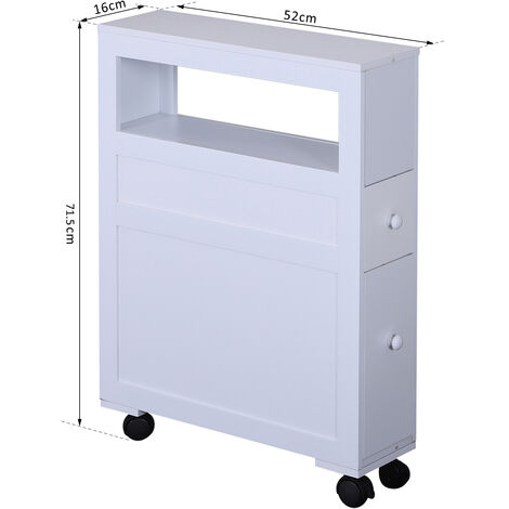 Mobiletto da Cucina in Legno con Ripiano e 2 Cassetti Posate Bianco 16x52x66 cm