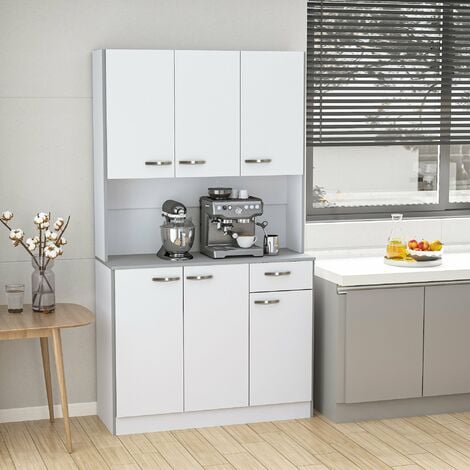 Armadio con Pensili da Cucina in Legno Bianco 101x39x180 cm