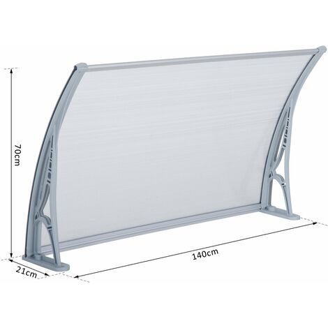 Pensilina Tettoia in PVC e Alluminio 140x70 cm Trasparente