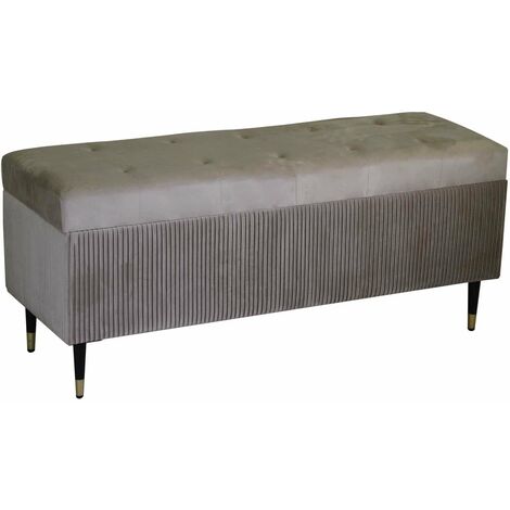 Panca Contenitore Made in Italy Trapuntata in Velluto Grigio - CORBARA