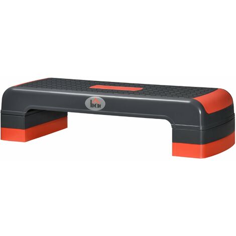 Step Fitness per Aerobica 78x28xh10-15-20 cm Altezza Regolabile in Plastica Nero e Rosso (1/5)