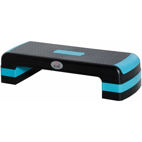 Step Fitness per Aerobica 78x28xh10-15-20 cm Altezza Regolabile in Plastica Nero e Blu (1/5)