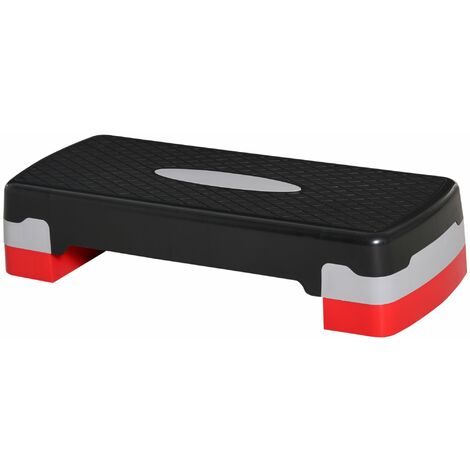 Step Fitness per Aerobica 68x29xh10-15 cm Altezza Regolabile in Plastica Nero e Rosso (1/5)