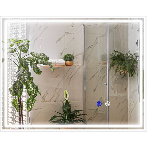 Specchio Da Parete Quadrato 75x75 Cm Per Bagno Con Luce LED E Antiappannamento 75x75 Cm Tobie