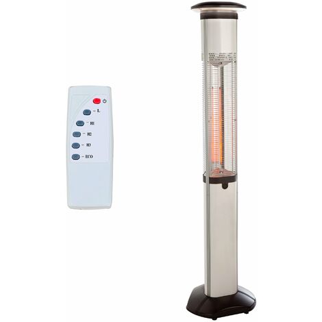 Stufa Elettrica ad infrarossi da Esterno 38,8x41,7x 166,8 cm in Fibra di Carbonio con Luce Led Skyline Pro Bianco (1/2)