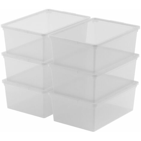 Set 6 Contenitori Rettangolari 37x26x14 cm in Plastica Keter C Box S Trasparente (1/5)