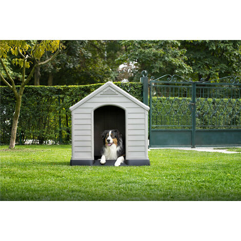 Cuccia da Esterno per Cani 99x95x99 cm in Plastica Keter Dog House Sabbia/Marrone