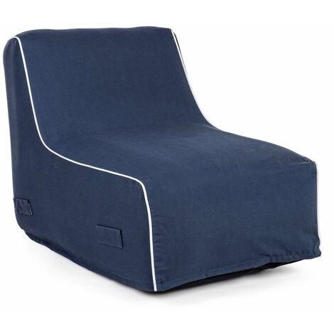 Poltrona Pouf Chaise Lounge Gonfiabile 90x60x70 cm in Poliestere Rihanna Blu