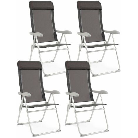 Sedia Pieghevole Compact Crespo 39221 – Tubo Tondo Antracite, Con Testiera Ergonomica Regolabile E Braccioli